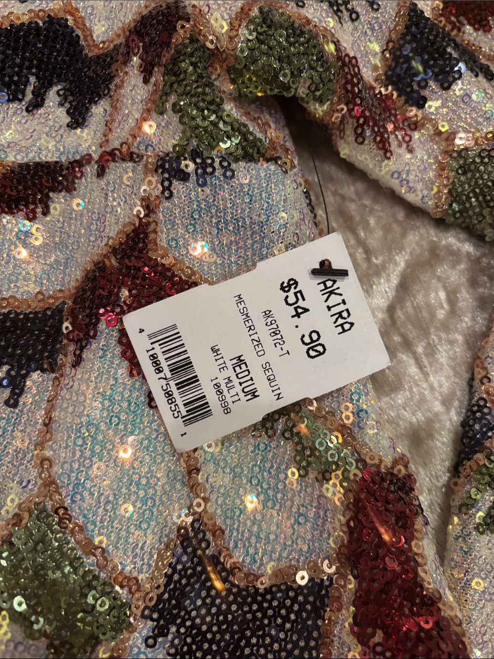 💖NWT Akira Sequin Statement Crop Jacket Maximalist Dopamine Party - Picture 2 of 5